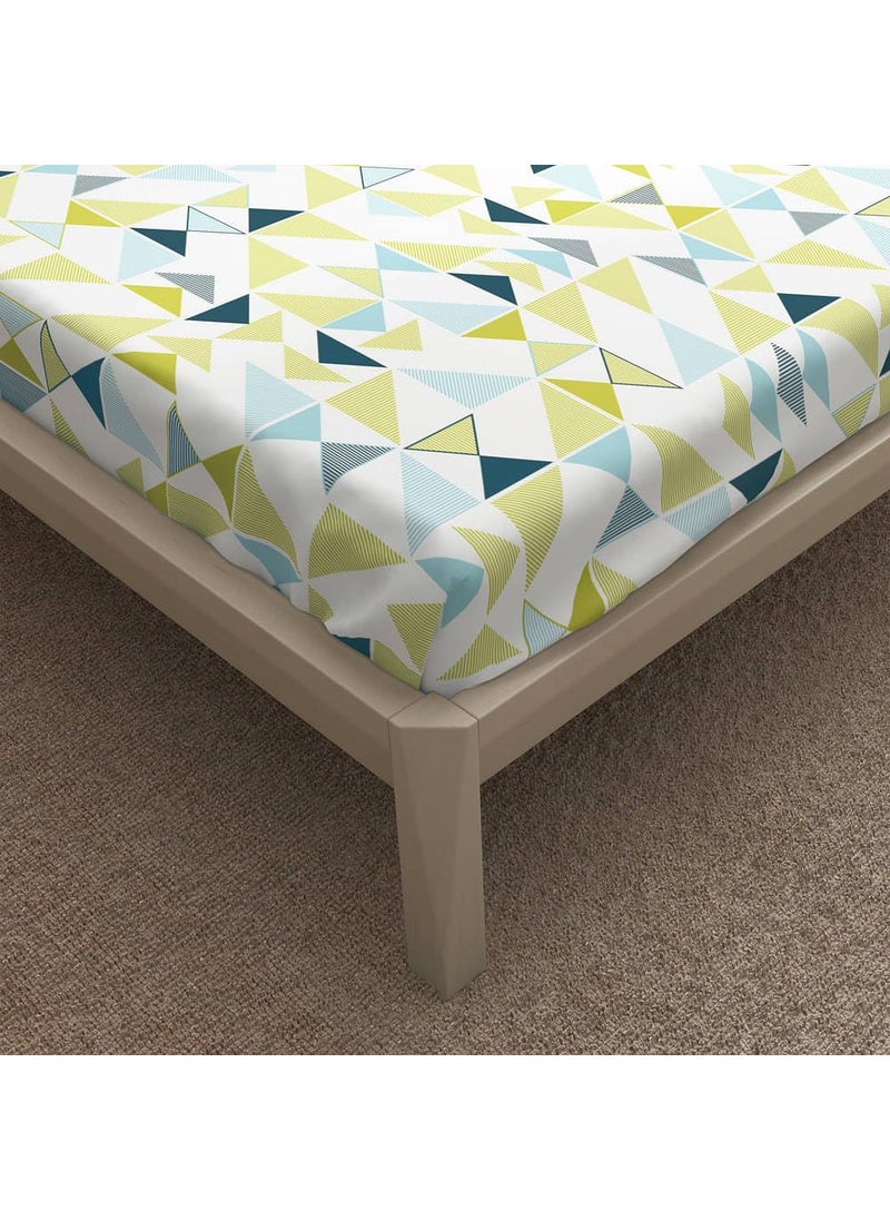 Wakefit Bedsheet for Queen Size, Bedsheet Queen Size Bed Cotton, Fitted Bedsheets Queen Size Cotton, 144 TC 100% Cotton with 2 Pillow Covers (Elastic Fitted Sheet 78x60 : Maze), Maze-multicolor