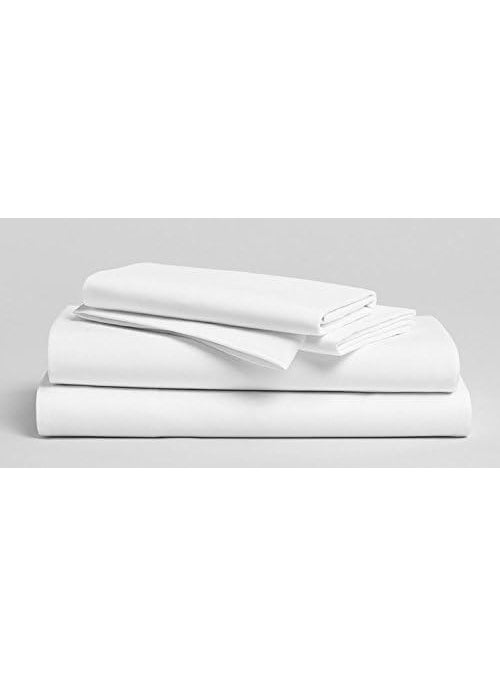 LINENWALAS Cotton 300Tc Plain King Size Fitted Bedsheet With 2 Pillow Covers-Solid White-72