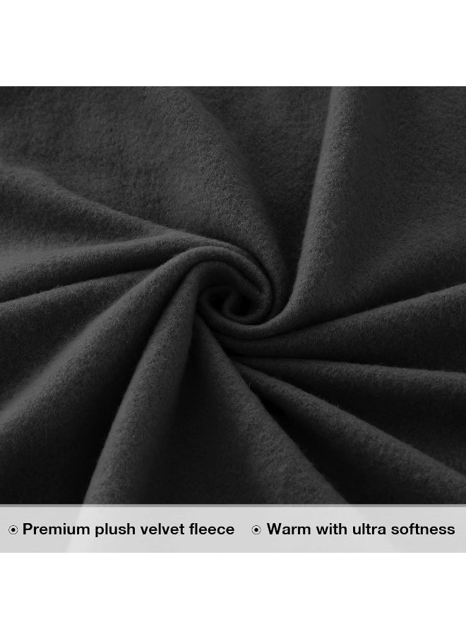 Viviland Plush Micro Fleece Queen Bed Sheet Set - Soft Polar Fleece Velvet Sheets - Extra Warm Winter Flannel Bed Sheets with Deep Pocket - Black - Queen