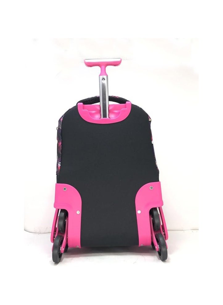 ABSTRACT/GEOMETRIC PRINTED 3 BIG WHEEL TROLLEY BAG FOR KIDS INCLUDE LUNG BAG AND PENCIL POUCH