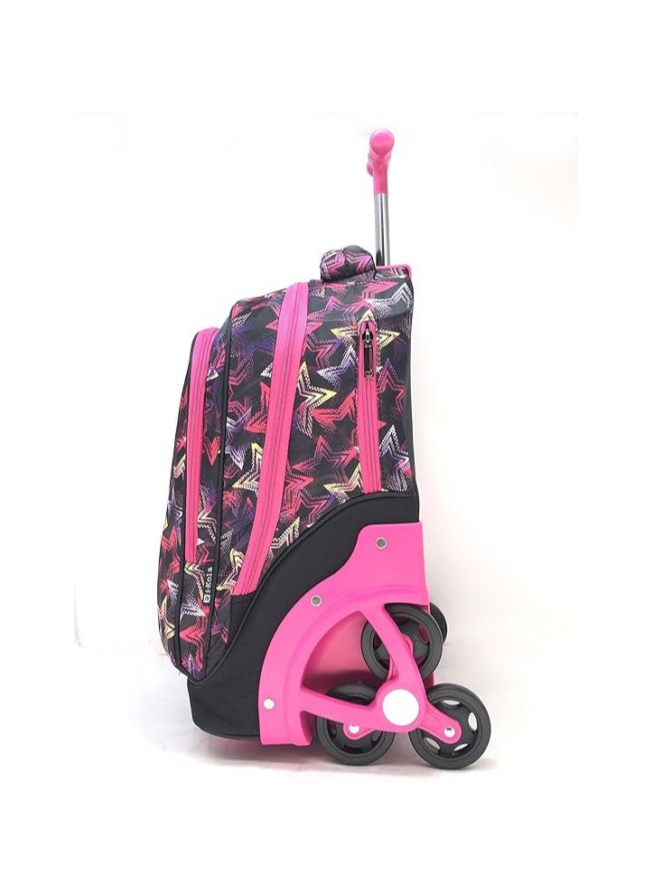 ABSTRACT/GEOMETRIC PRINTED 3 BIG WHEEL TROLLEY BAG FOR KIDS INCLUDE LUNG BAG AND PENCIL POUCH