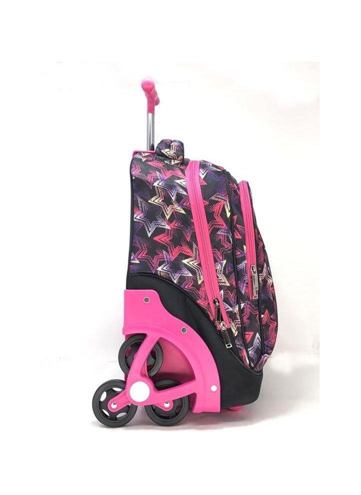 ABSTRACT/GEOMETRIC PRINTED 3 BIG WHEEL TROLLEY BAG FOR KIDS INCLUDE LUNG BAG AND PENCIL POUCH