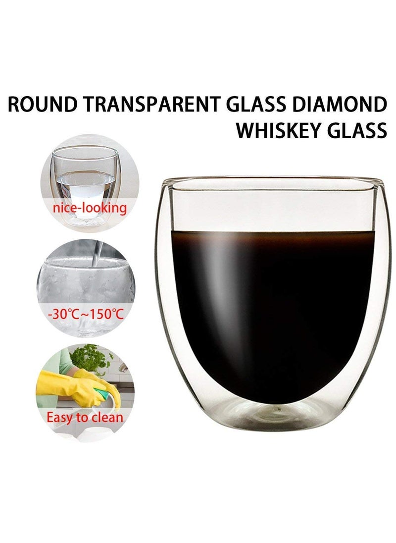 Baskety Glass Coffee or Tea Mugs Drinking Glasses Double Wall Thermal Insulated Cups 250ML, Espresso Latte Cappuccino Stackable Glassware. (Pack of 8)