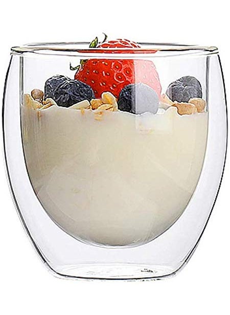 Baskety Glass Coffee or Tea Mugs Drinking Glasses Double Wall Thermal Insulated Cups 250ML, Espresso Latte Cappuccino Stackable Glassware. (Pack of 8)