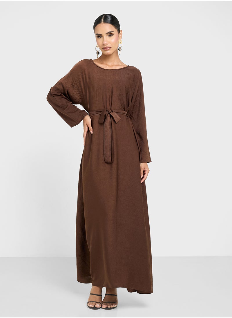 Sheer Embroidered Abaya With Inner & Sheila