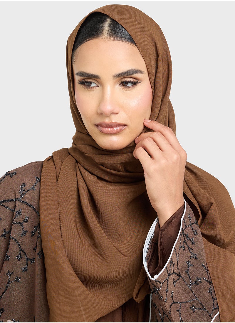 Sheer Embroidered Abaya With Inner & Sheila