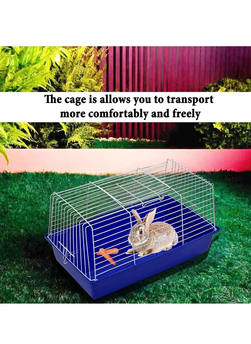 Rabbit cage, Open-top design metal wire pet cage for Guinea pigs, Hamster, and Small-sized pets, Anti-spouting cage with Removable plastic bottom 62 cm (Blue)