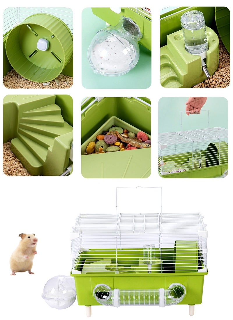 Portable Hamster Cage Small Animal Cage Small Animal Cage with Portable Carry Handle Room with Wheel Food Dish Water Bottle