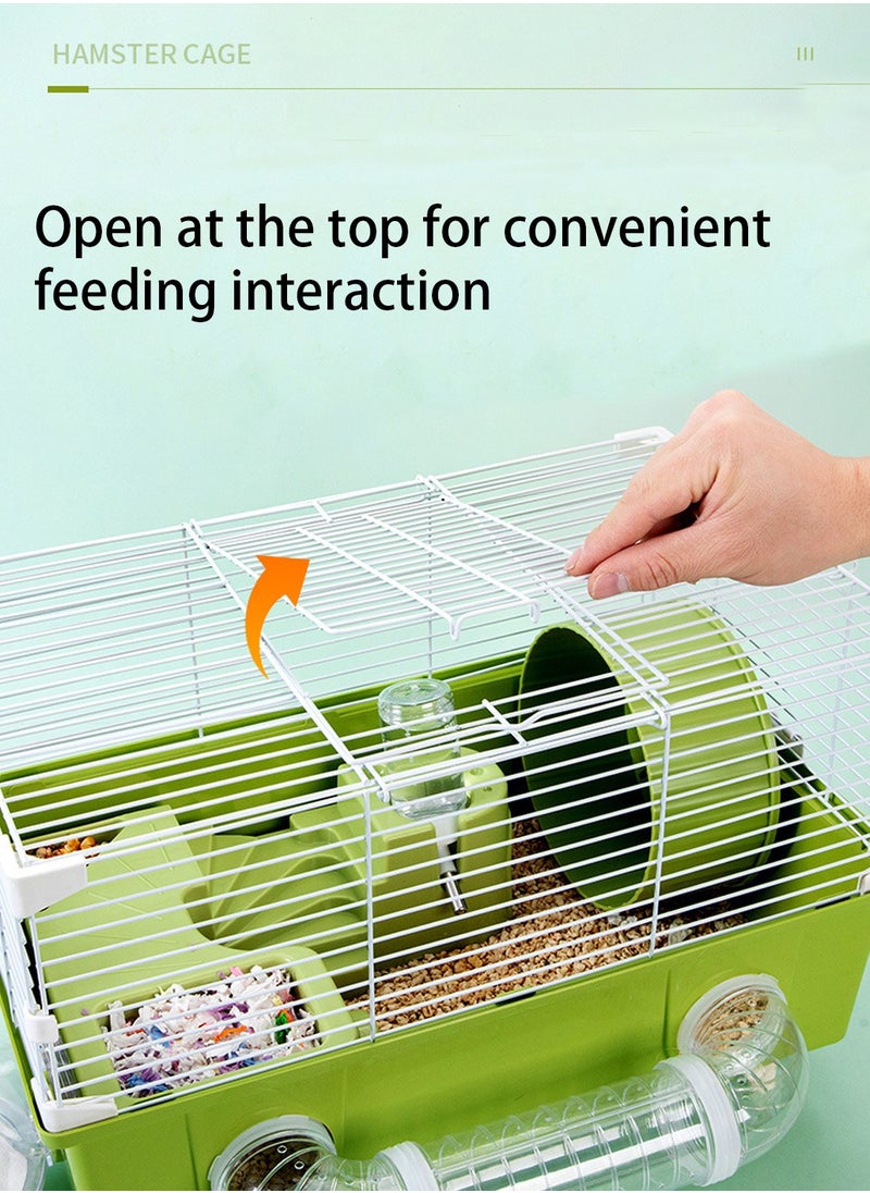 Portable Hamster Cage Small Animal Cage Small Animal Cage with Portable Carry Handle Room with Wheel Food Dish Water Bottle