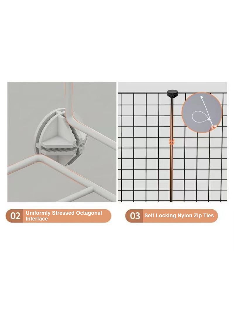 DIY Pet Playpen Crate Pet Cage Kennel Puppy Playpen Pet Portable Metal Wire Yard Fence Indoor 72*72*47cm