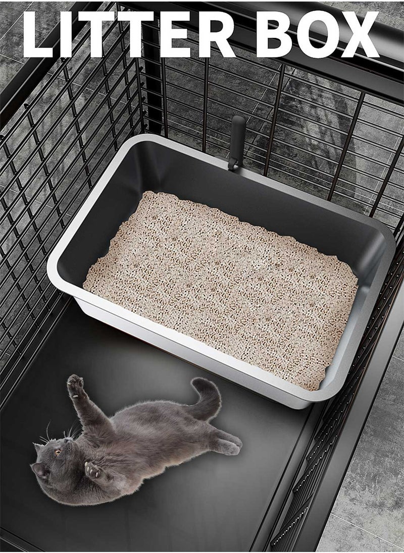 Large Stainless Steel Cat Litter Box Metal Litter Pan with Cat Litter Scoop Cats Toilet Metal Kitten Litter Pan 6010-10