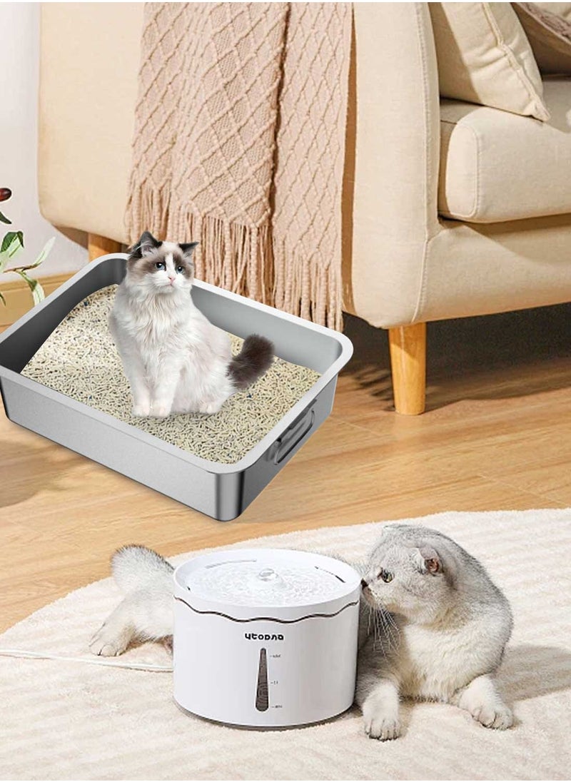 Large Stainless Steel Cat Litter Box Metal Litter Pan with Cat Litter Scoop Cats Toilet Metal Kitten Litter Pan 6010-10