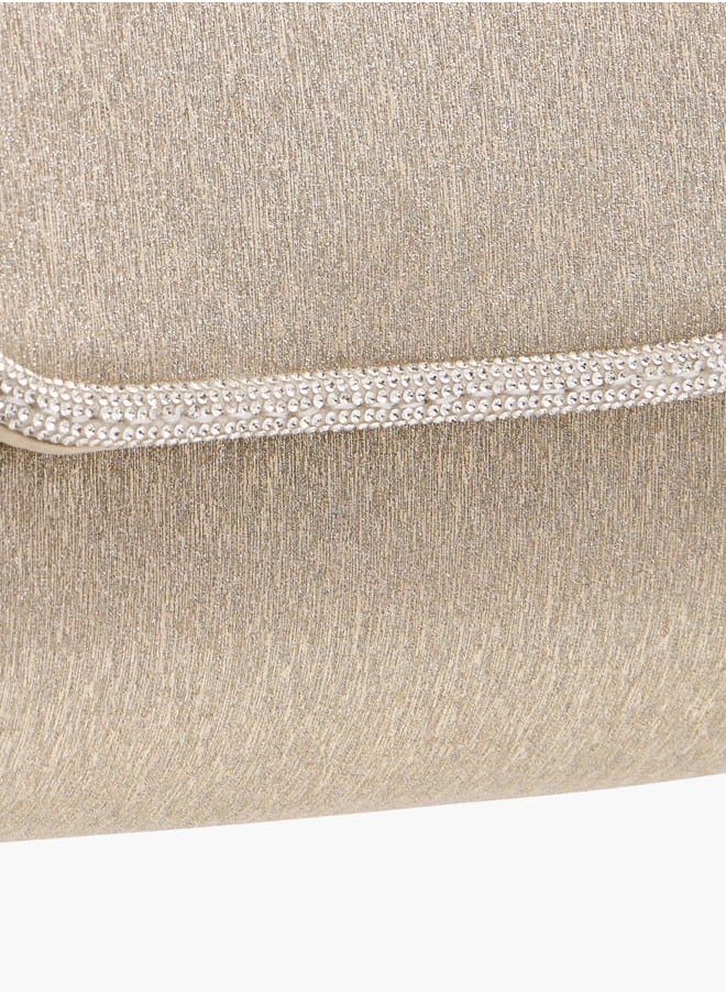 Women Embellished Crossbody Bag with Detachable Chain Strap and Flap Closure
