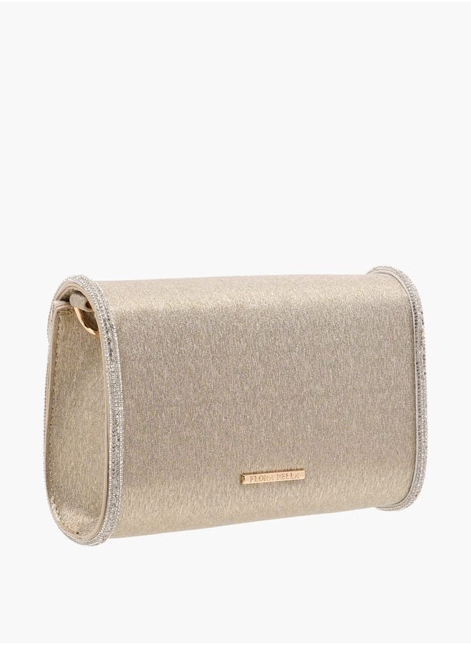 Women Embellished Crossbody Bag with Detachable Chain Strap and Flap Closure