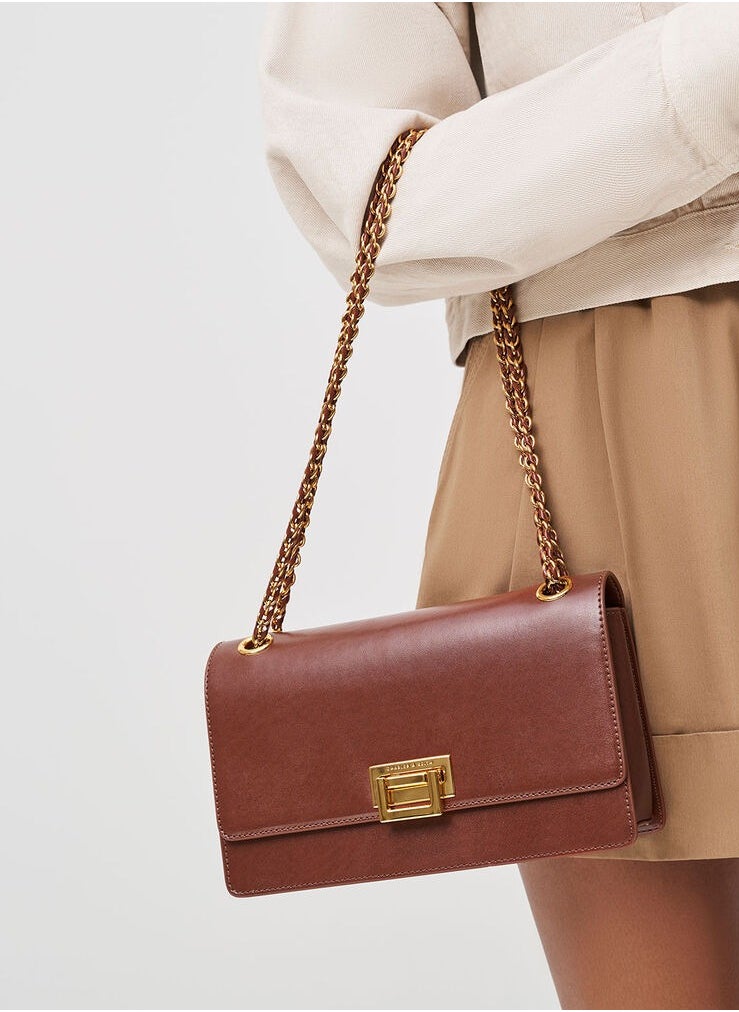 Charles & Keith Chain Small Square Bag Shoulder Bag Crossbody Bag