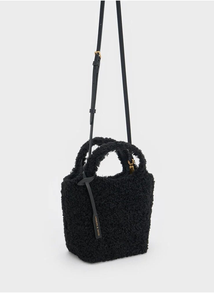 Charles & Keith - Arlys faux wool tote.