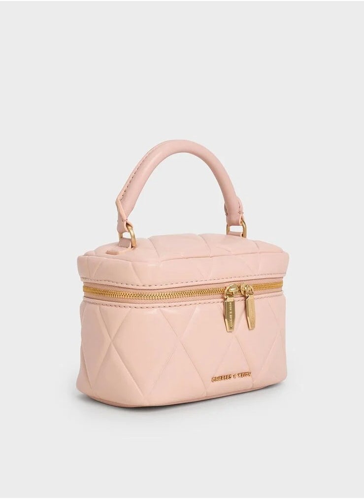 Charles & Keith Arwen Quilted Top Handle Vanity Bag