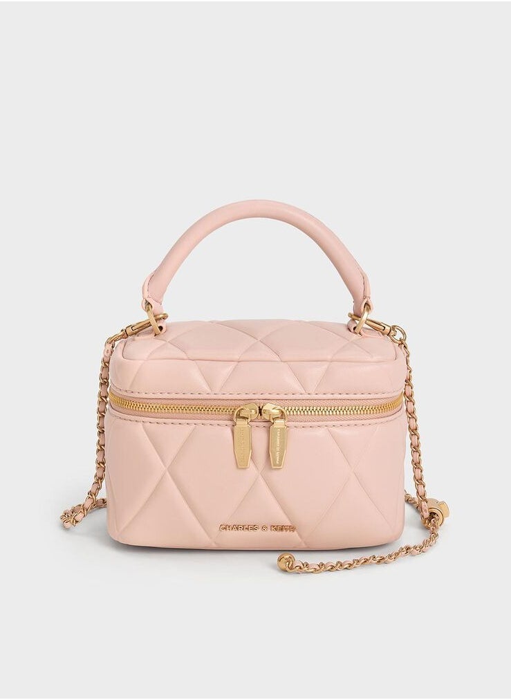 Charles & Keith Arwen Quilted Top Handle Vanity Bag