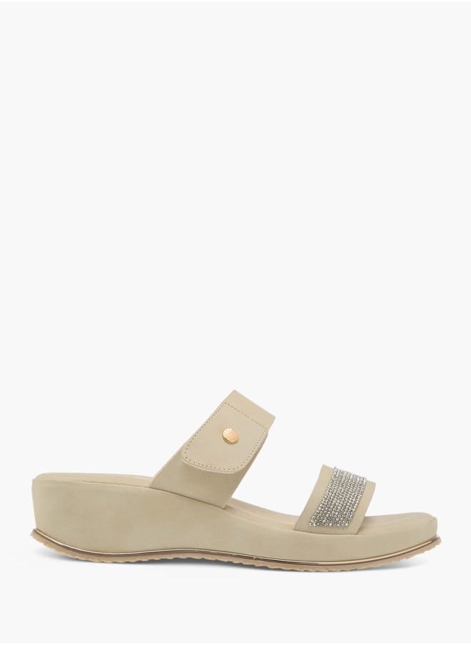 Womens Embellished Slip-On Strap Sandals