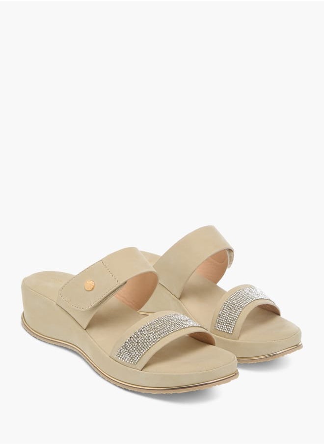 Womens Embellished Slip-On Strap Sandals