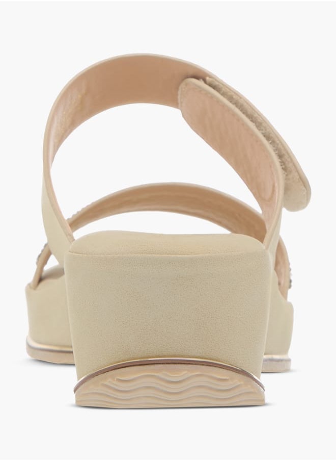 Womens Embellished Slip-On Strap Sandals