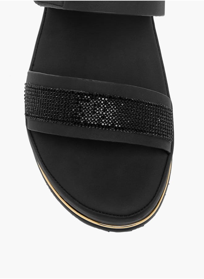 Womens Embellished Slip-On Strap Sandals