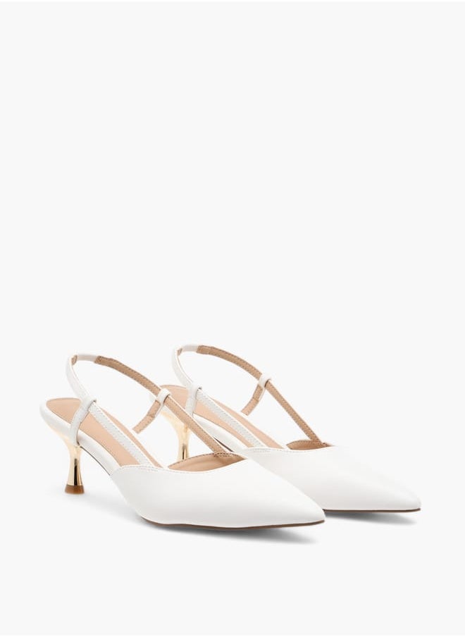 Womens Solid Slingback Slip-On Shoes With Stiletto Heels