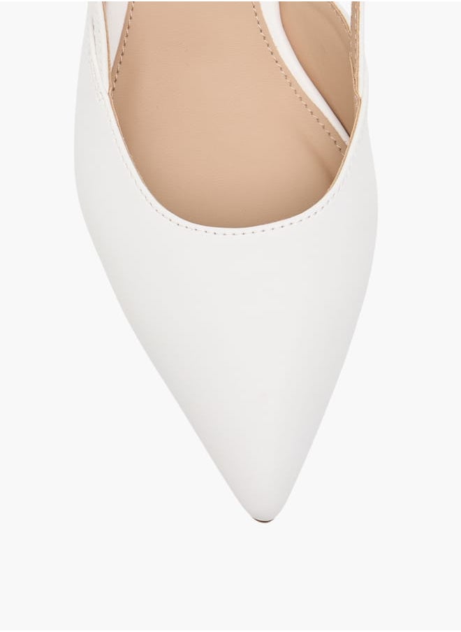 Womens Solid Slingback Slip-On Shoes With Stiletto Heels