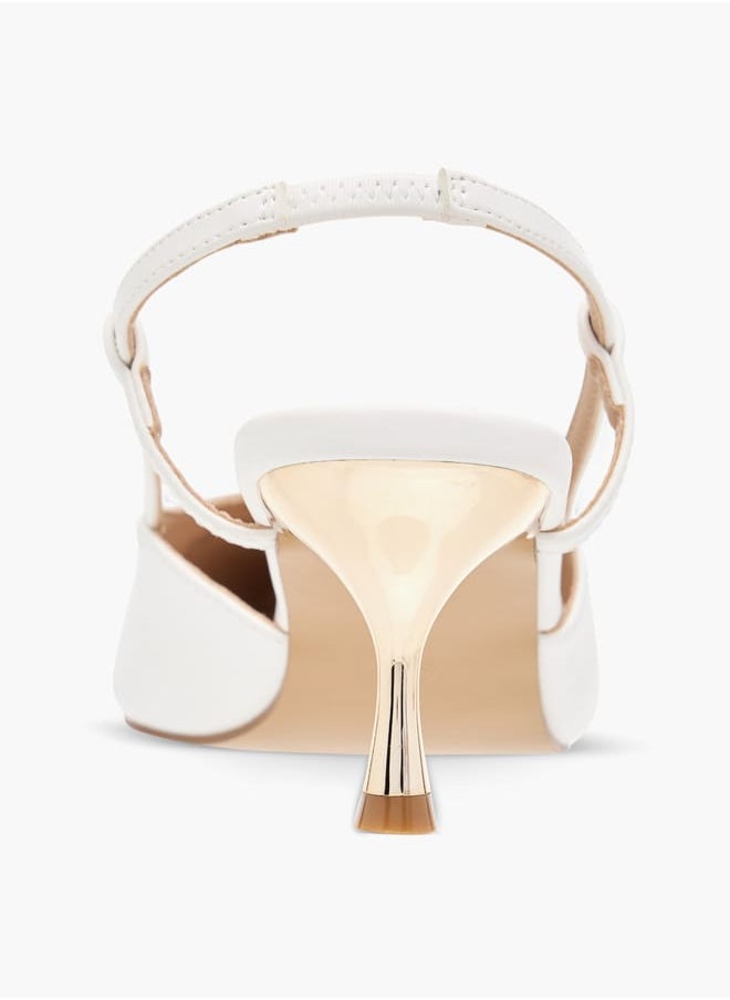 Womens Solid Slingback Slip-On Shoes With Stiletto Heels