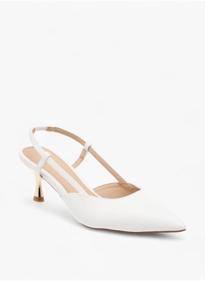 Womens Solid Slingback Slip-On Shoes With Stiletto Heels