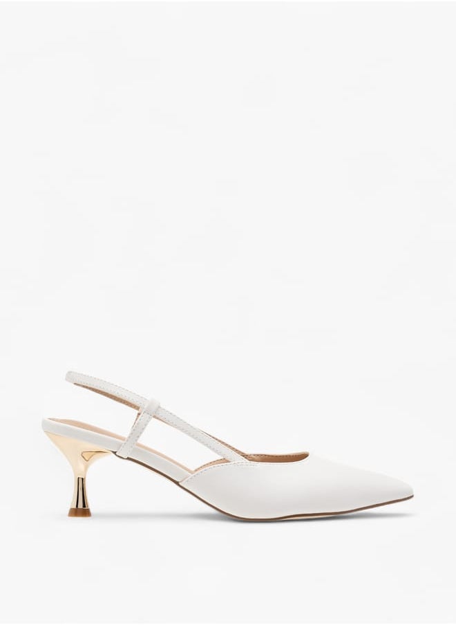 Womens Solid Slingback Slip-On Shoes With Stiletto Heels