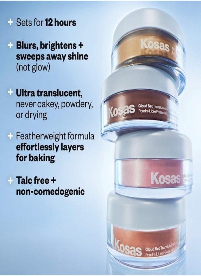 Kosas Talc-Free Cloud Set Loose Powder 20g | Translucent Setting & Blurring Finish , Translucent Velvety - ultra sheer mocha