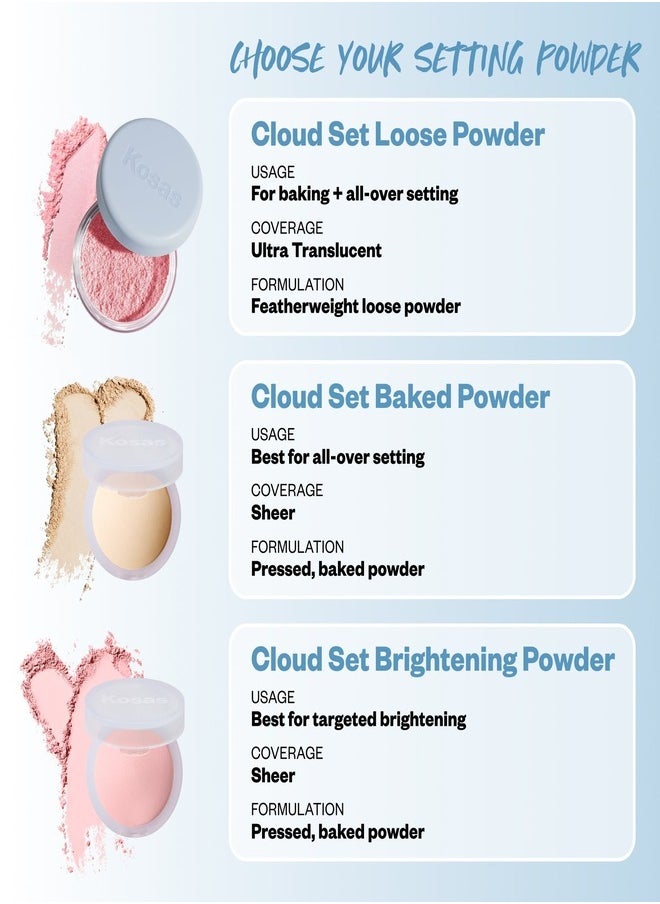 Kosas Talc-Free Cloud Set Loose Powder 20g | Translucent Setting & Blurring Finish , Translucent Velvety - ultra sheer mocha