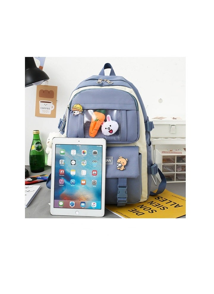 Girl  Large-capacity Schoolbag, Fashionable Campus Student Backpack 30*42*12CM + Handbag 28*4*30CM + Shoulder Bag 18*1*18CM + Pencil Case 22*4*5CM + Coin Bag Five-piece Set