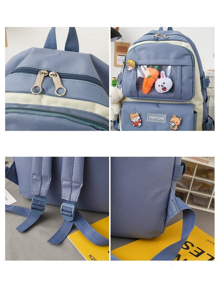 Girl  Large-capacity Schoolbag, Fashionable Campus Student Backpack 30*42*12CM + Handbag 28*4*30CM + Shoulder Bag 18*1*18CM + Pencil Case 22*4*5CM + Coin Bag Five-piece Set