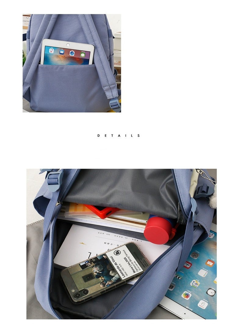 Girl  Large-capacity Schoolbag, Fashionable Campus Student Backpack 30*42*12CM + Handbag 28*4*30CM + Shoulder Bag 18*1*18CM + Pencil Case 22*4*5CM + Coin Bag Five-piece Set
