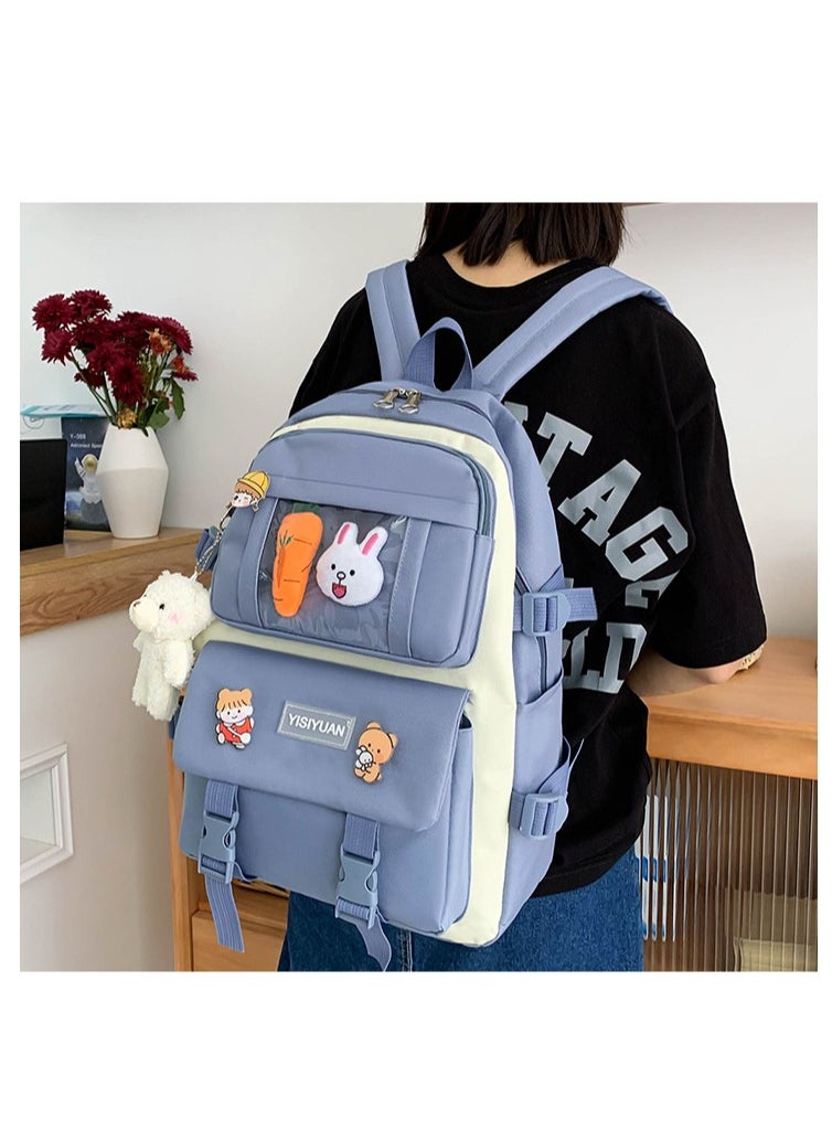 Girl  Large-capacity Schoolbag, Fashionable Campus Student Backpack 30*42*12CM + Handbag 28*4*30CM + Shoulder Bag 18*1*18CM + Pencil Case 22*4*5CM + Coin Bag Five-piece Set