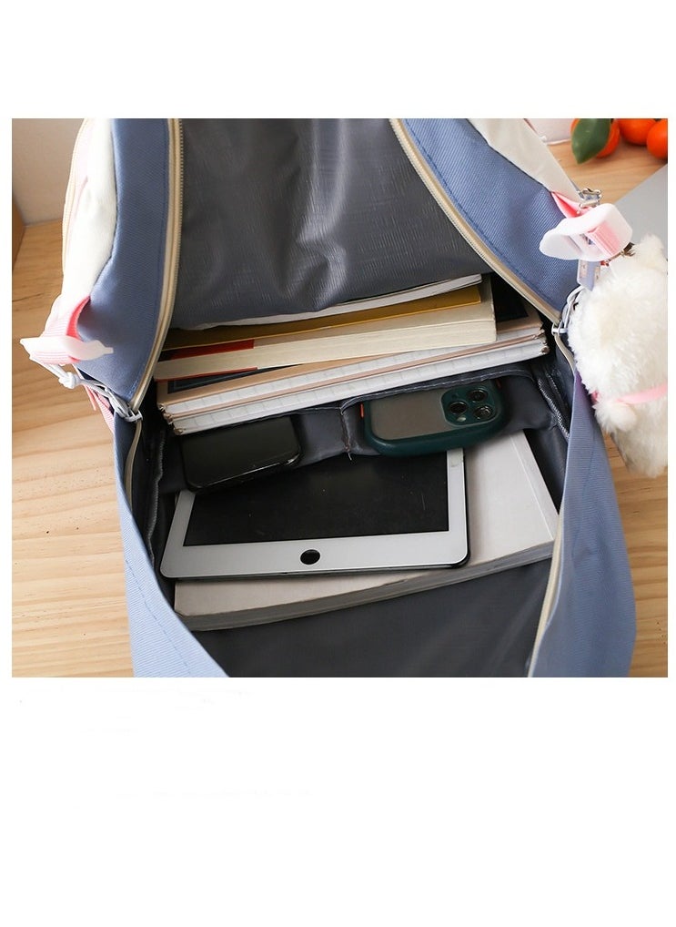 Nylon Wear-resistant Schoolbag Female Student Large Capacity Backpack 30*42*12CM+Handbag 28*4*30CM+Shoulder Bag 18*1*18CM+Pencil Bag 22*4*5CM+Coin Bag Five-piece Set