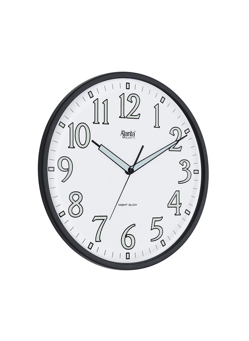 Ajanta Plastic Night Glow Analog Wall Clock Sweep Movement Radium Wall Clock (32X4X32 Cm) (Pearl White)