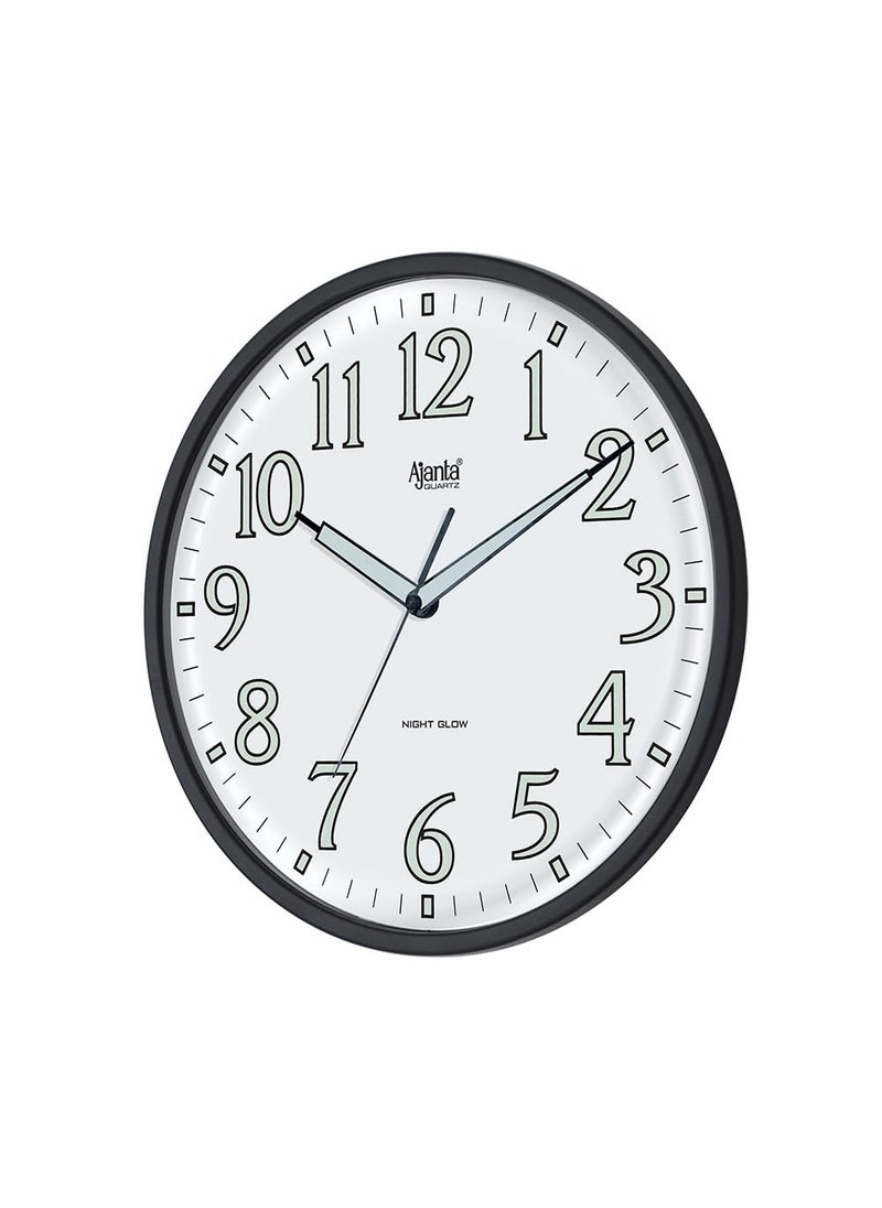 Ajanta Plastic Night Glow Analog Wall Clock Sweep Movement Radium Wall Clock (32X4X32 Cm) (Pearl White)