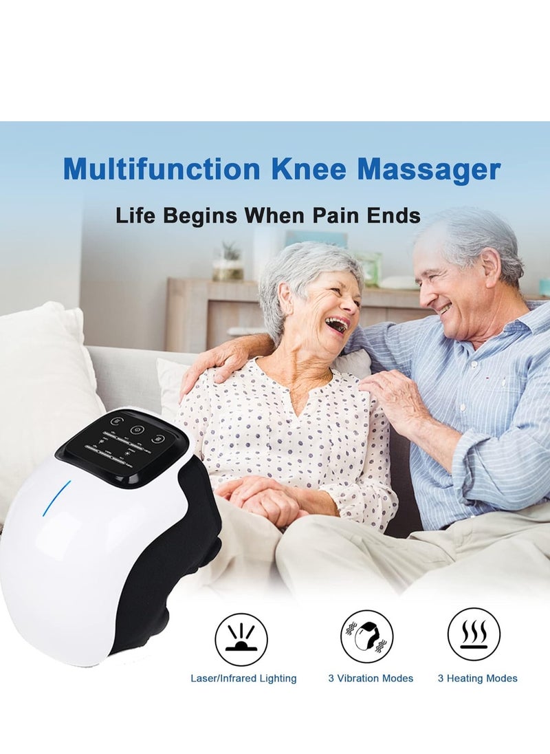 Knee Massager with Large LED Screen – Rechargeable Wearable Massager with Heat for Arthritis, Joint Pain, Injury & Stiffness Relief – Smart Pain Relief Device, Black