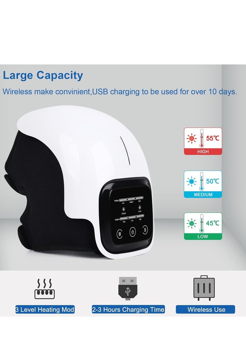 Knee Massager with Large LED Screen – Rechargeable Wearable Massager with Heat for Arthritis, Joint Pain, Injury & Stiffness Relief – Smart Pain Relief Device, Black