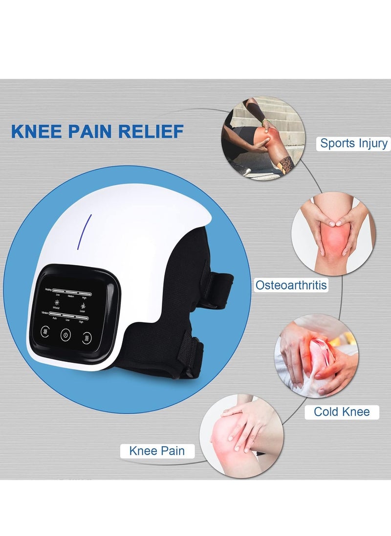 Knee Massager with Large LED Screen – Rechargeable Wearable Massager with Heat for Arthritis, Joint Pain, Injury & Stiffness Relief – Smart Pain Relief Device, Black