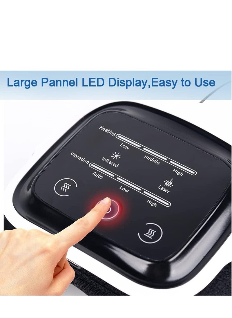 Knee Massager with Large LED Screen – Rechargeable Wearable Massager with Heat for Arthritis, Joint Pain, Injury & Stiffness Relief – Smart Pain Relief Device, Black