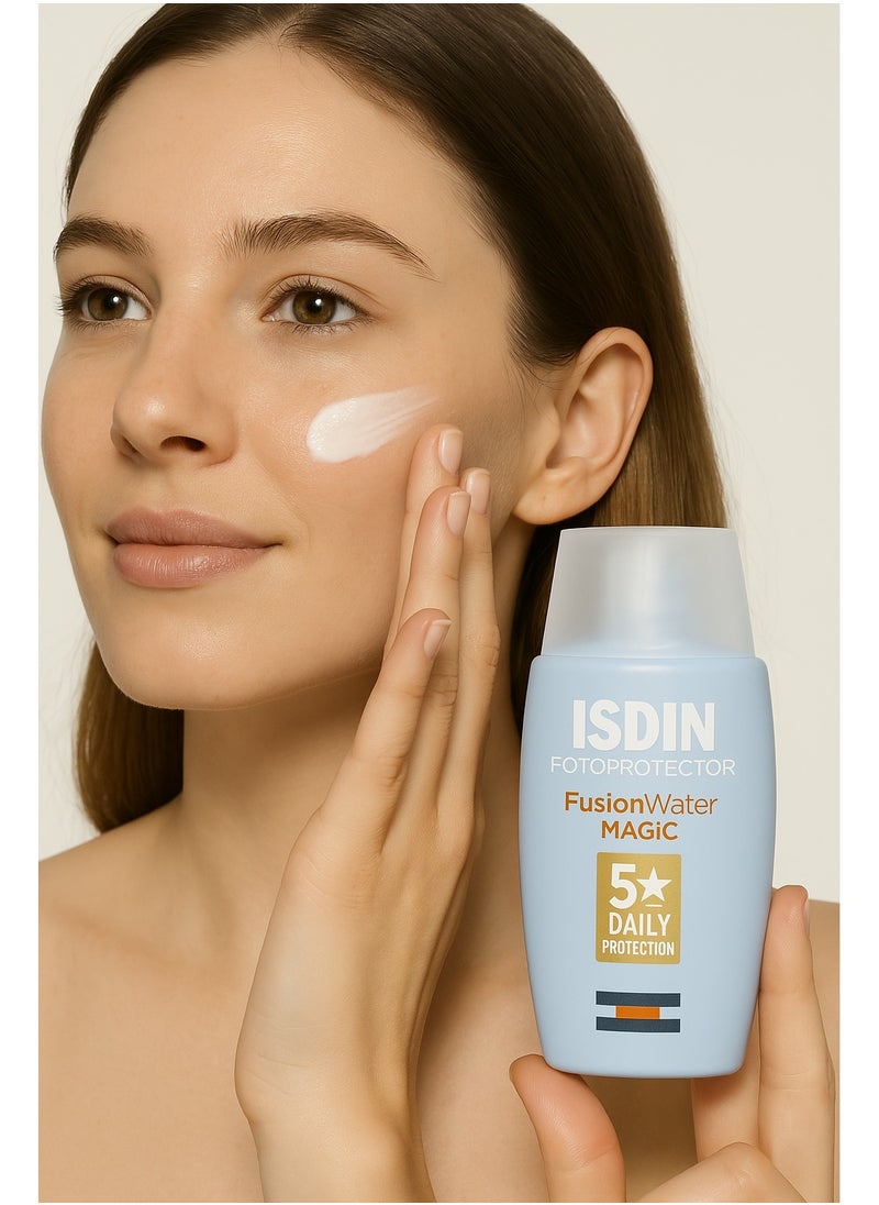 ISDIN FusionWater MAGIC SPF 50 – Lightweight Sunscreen for Daily 5-Star UV Protection | Non-Greasy & Water-Based