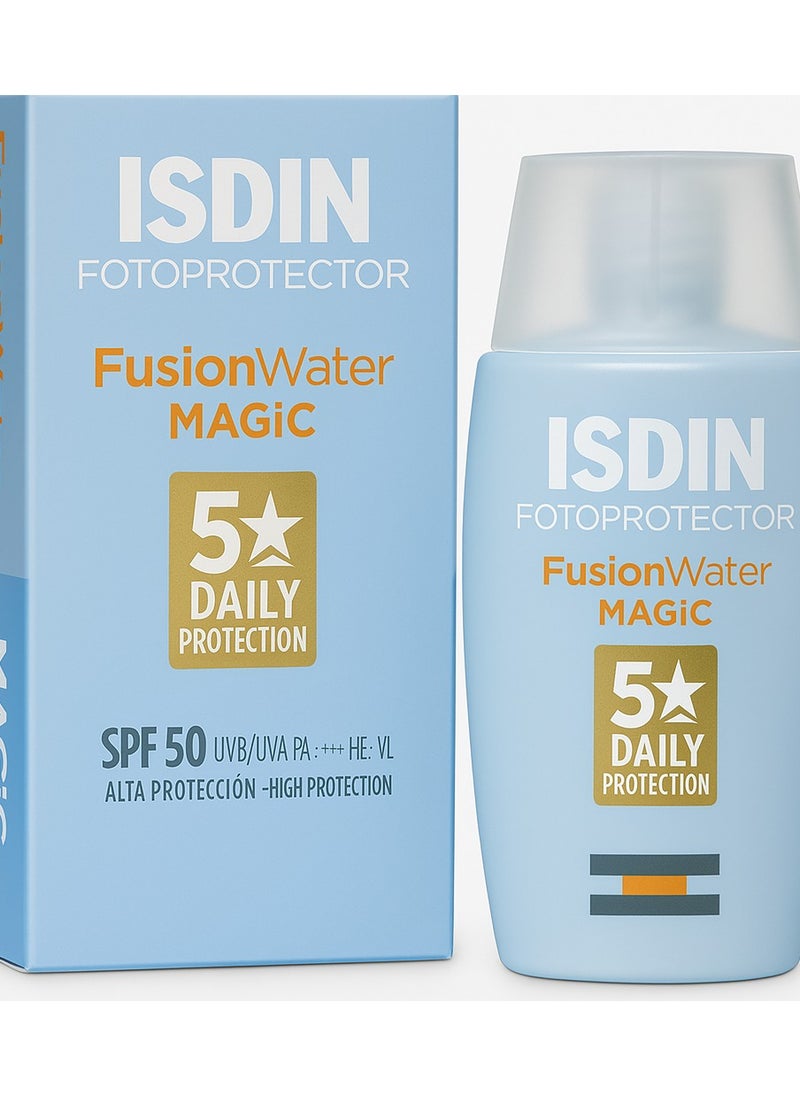 ISDIN FusionWater MAGIC SPF 50 – Lightweight Sunscreen for Daily 5-Star UV Protection | Non-Greasy & Water-Based