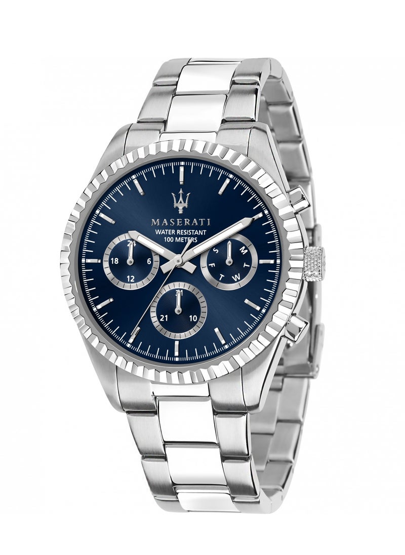 Maserati Men's Competizione R8853100022 Silver Stainless-Steel Quartz Dress Watch, Silver, Quartz Movement