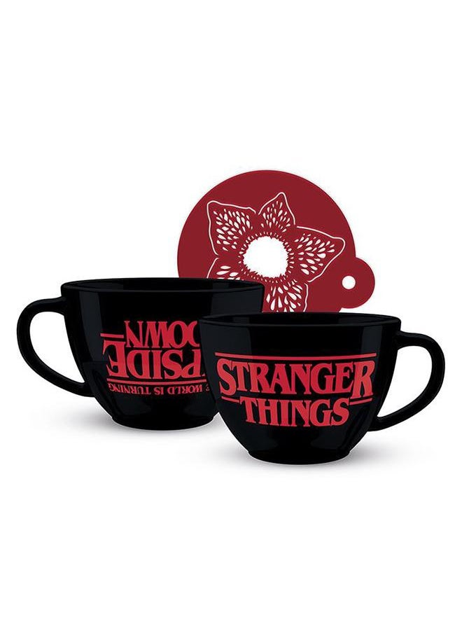 Pyramid St World Is Turning Upside Down Cappuccino Mug And Stencil Set