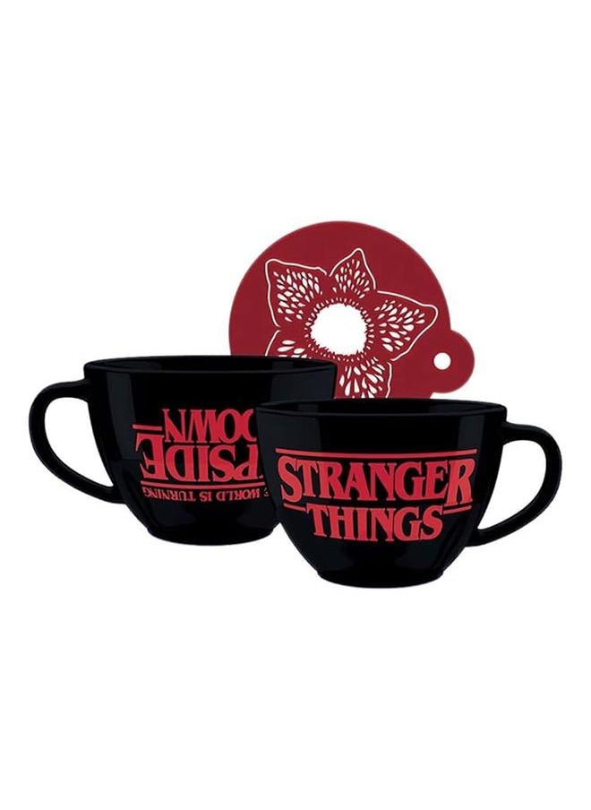 Pyramid St World Is Turning Upside Down Cappuccino Mug And Stencil Set