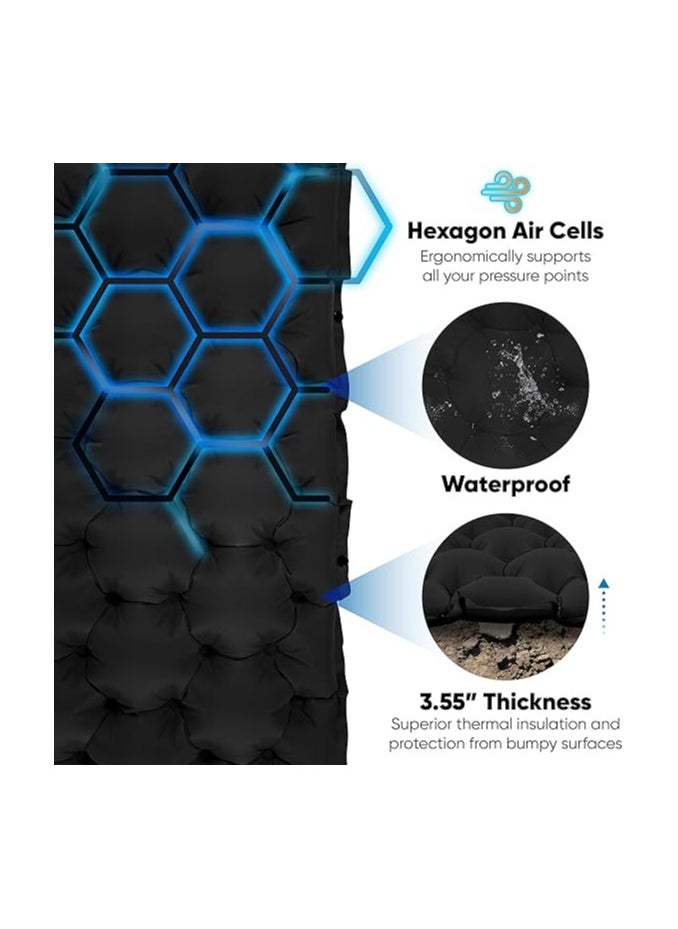 1-Person Portable Inflatable Camping Air Mattress - Durable TPU, Foot Pump Included, Rectangular Outdoor Travel & Picnic Essential with Repair Kit and Carrying Bag